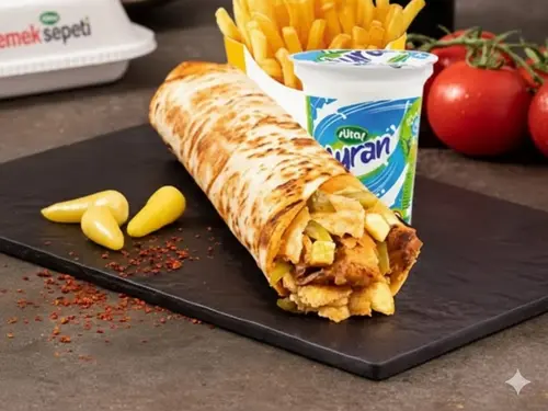 Hatay Usulü Mega Tavuk Döner Dürüm (Çift Lavaş)